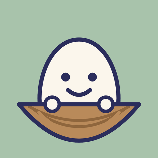 Humble Nest Egg logo: Nestor, a line-drawn egg, in his nest